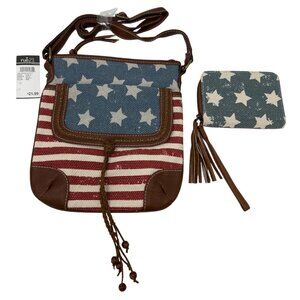 Rue 21 Americana Crossbody Bag with Matching Wristlet Wallet